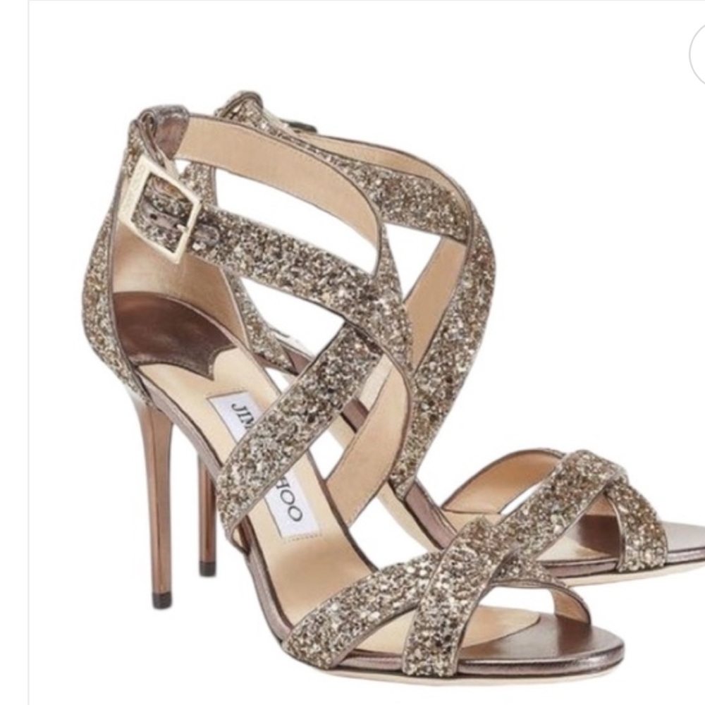 Jimmy Choo Lottie heels in antique gold. Size 35.5 brand new with box